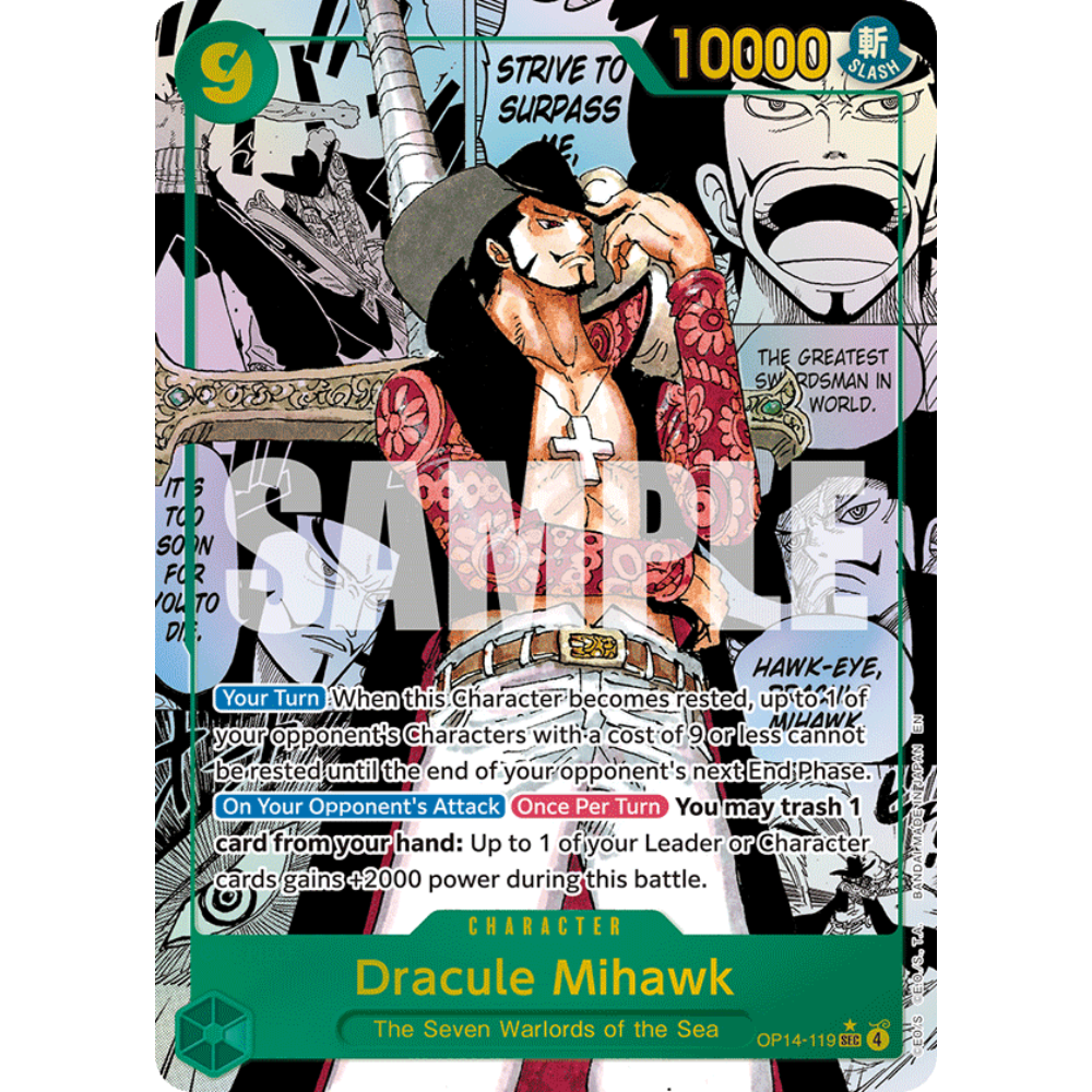 one piece card game manga art Dracule Mihawk (OP14-119)