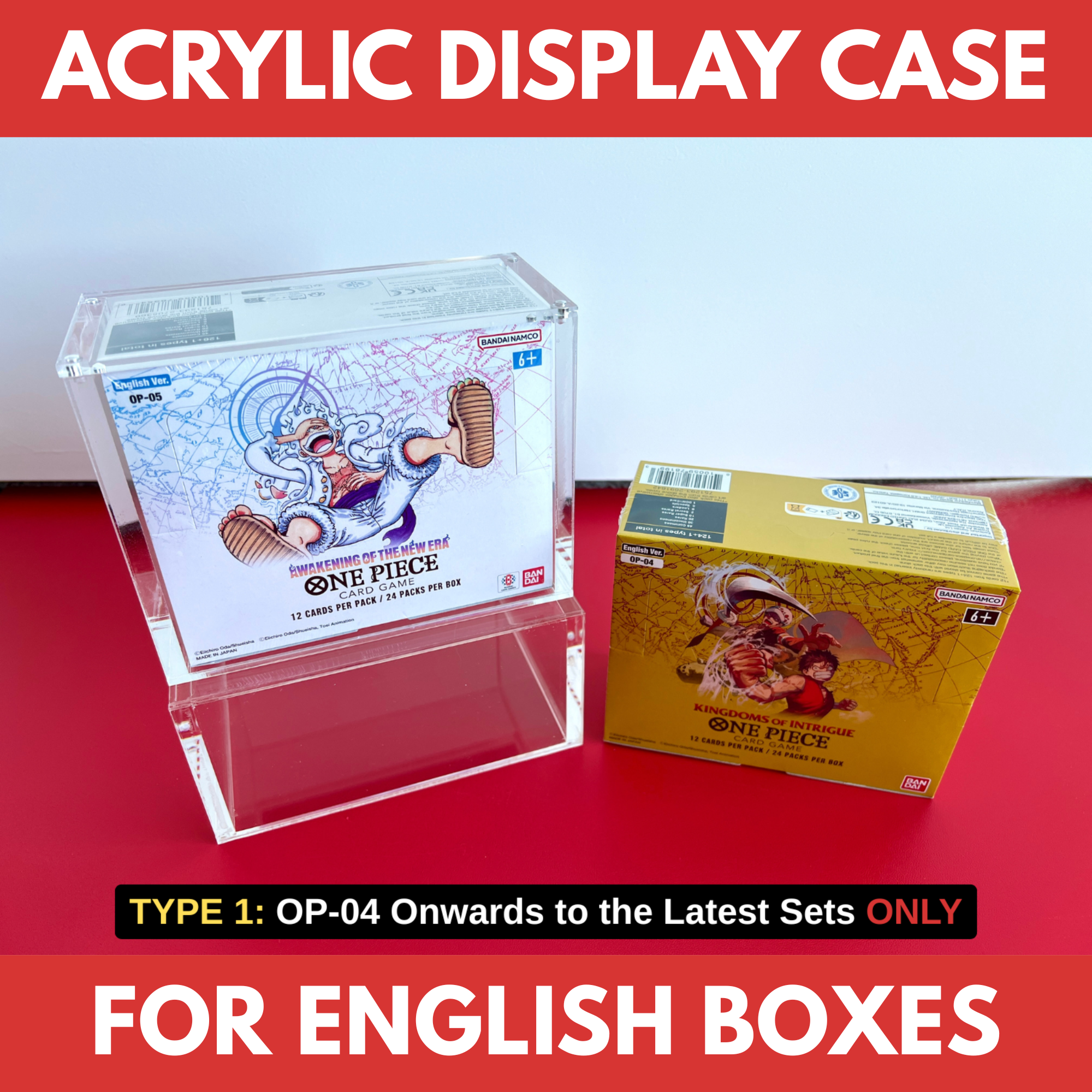 ONE PIECE English Booster Box - Acrylic Display Case Card Piece ONE PIECE English Booster Box - Acrylic Display Case Card Piece