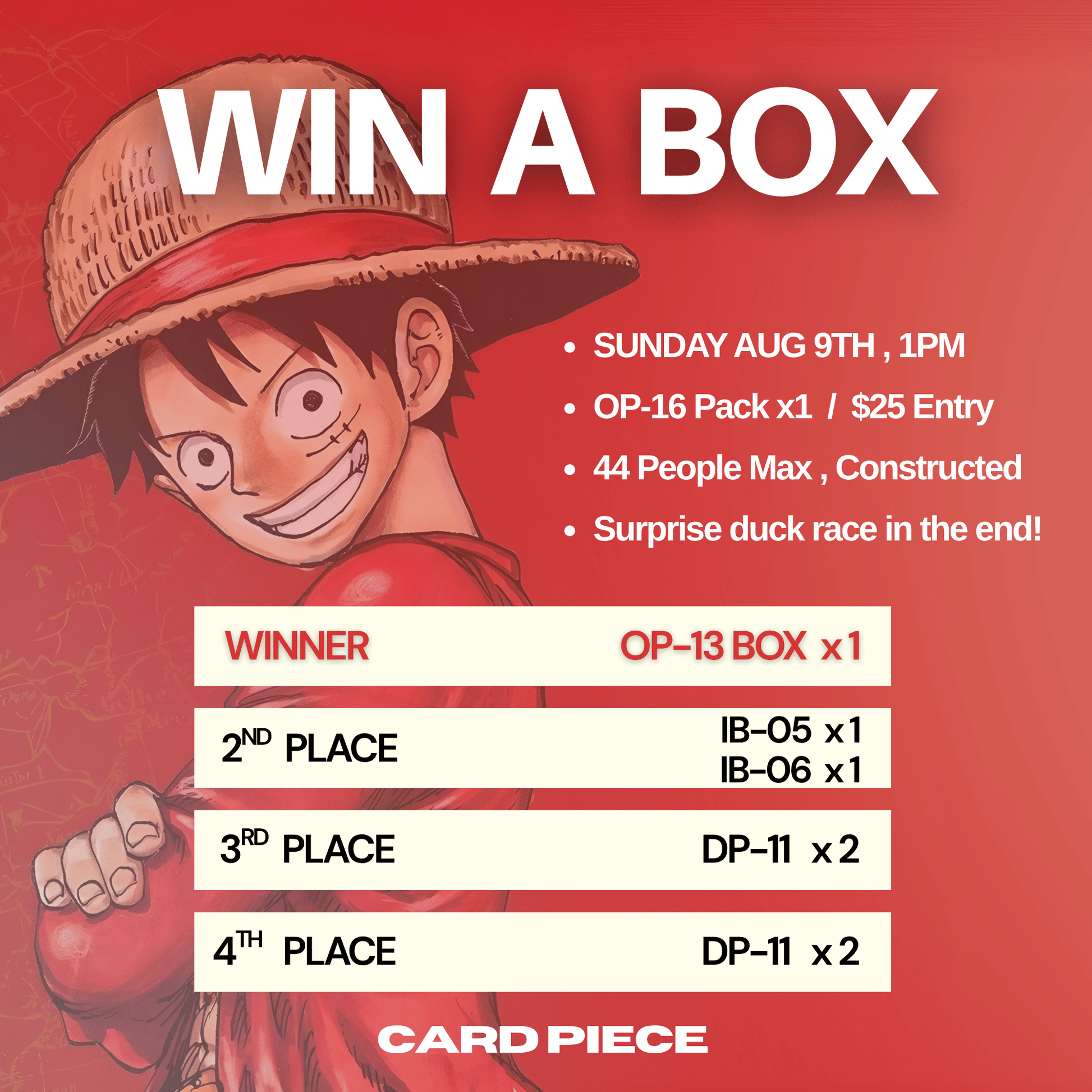 [Event Ticket] - WIN A BOX (9th August, 2026) - Card Piece